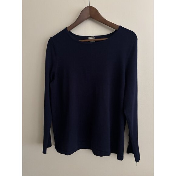 Chicos Crew Neck Lightweight Sweater Size Large Long Sleeve Navy Blue - Picture 1 of 8